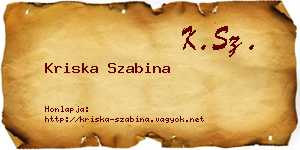 Kriska Szabina névjegykártya